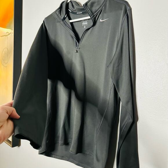 Nike Mens Dri-Fit Quarter 1/4 Zip Up Dark Gray Long Sleeve Shirt Size Large - Picture 6 of 9